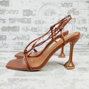 New H By Halston Picasso Black Vegan Square Toe Heeled Sandals M423